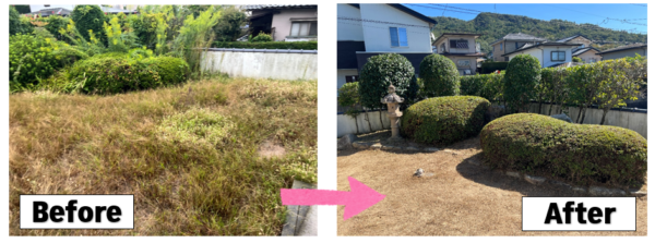 広島市で庭木剪定・雑草撤去工事をご検討の方へ、庭木剪定・雑草撤去工事事例を広島市に地域密着のクリーンハウス工業がご紹介します
